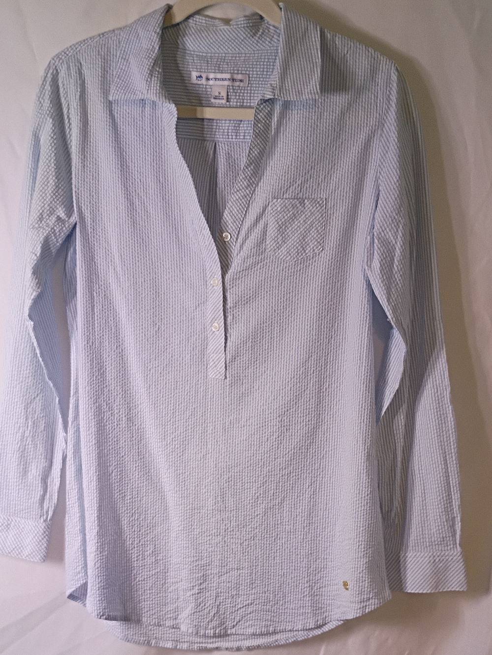 Southern Tide Light Blue Striped Seersucker Shirt - Classic Casual